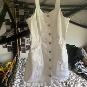 white denim overall dress